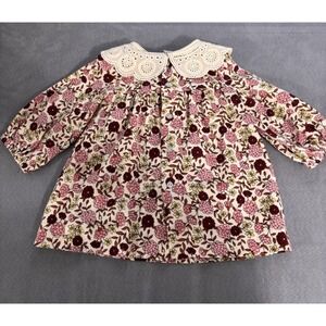 Zara 9-12 Months Lace Peter Pan Collar Floral Soft Garden Church Long Sleeve